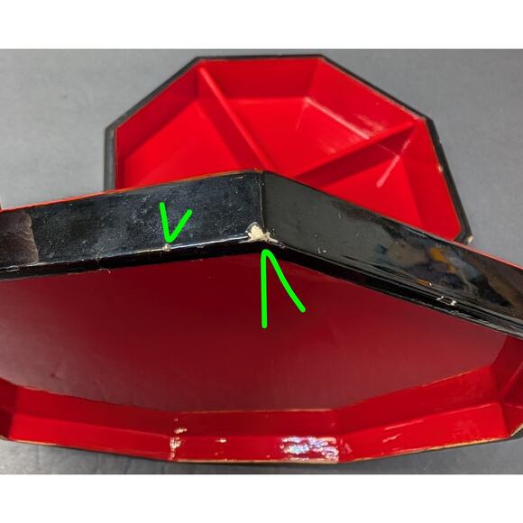 Vtg Mother of Pearl Inlaid Lacquer Wood Box 9.75" Octagon Keepsake Jewelry Decor - Picture 11 of 11